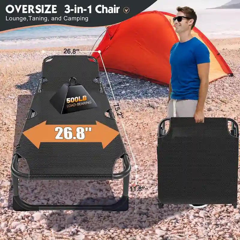 -Chaise longue pliante multiposition - Chaise d'extérieur robuste pour piscine, plage, camping et terrasse (Breezy Oceanic)