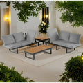 Ensemble de canapé d'angle modulable d'extérieur avec table basse, table d'appoint et sièges inclinables ajustables