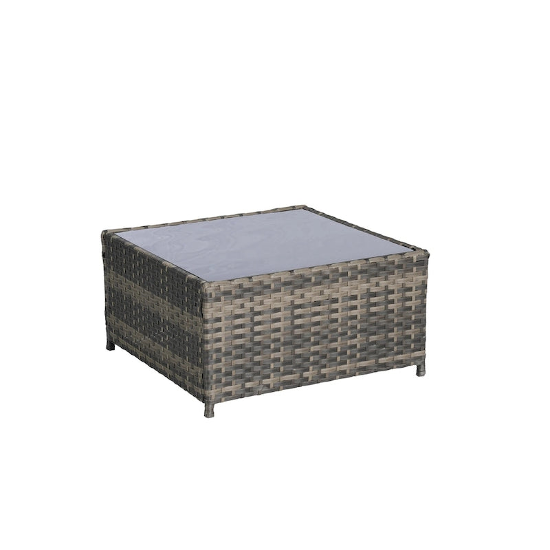 Ensemble de canapé d'angle en forme de L 2 pièces pour extérieur avec table basse en verre