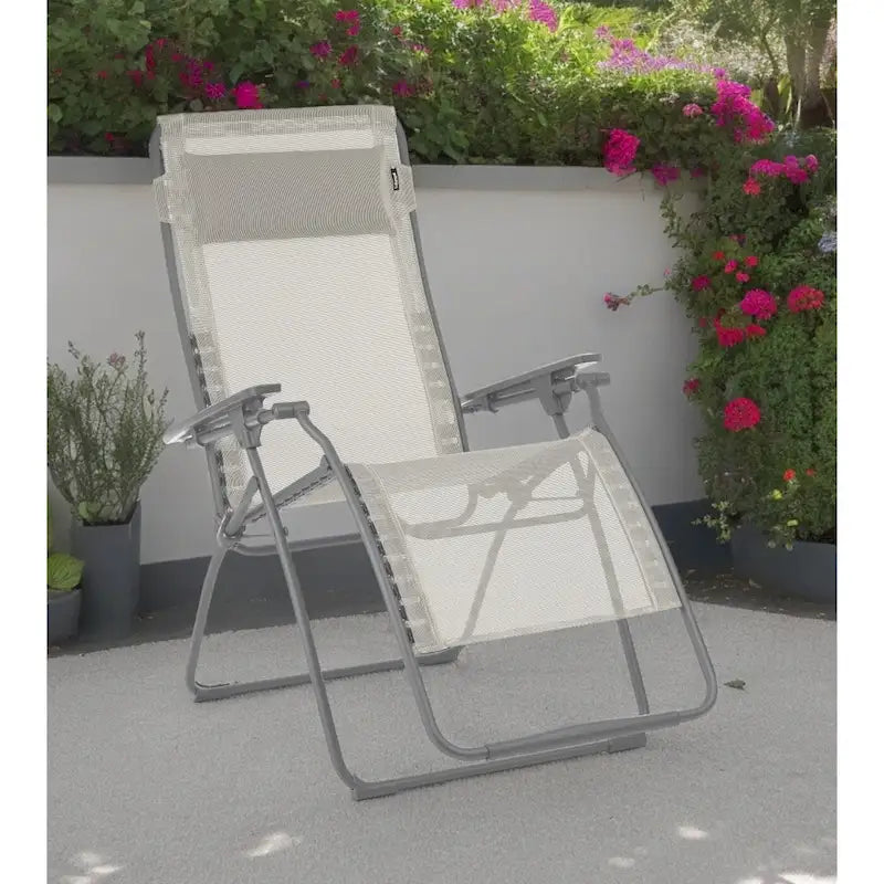 Chaise longue d'extérieur zéro gravité en acier de 76 cm avec assise en toile rembourrée - 75,9 x 90 x 125 cm