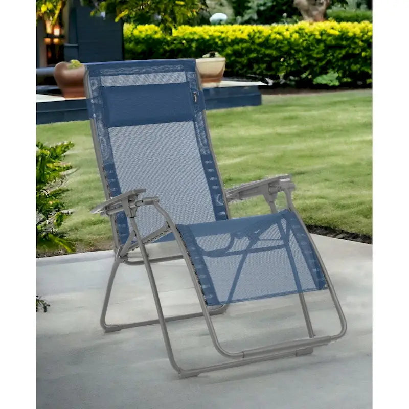 Chaise longue d'extérieur zéro gravité en acier de 76 cm avec assise en toile rembourrée - 75,9 x 90 x 125 cm