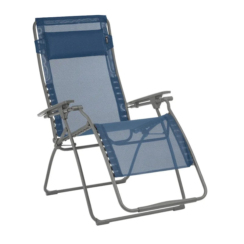 Chaise longue d'extérieur zéro gravité en acier de 76 cm avec assise en toile rembourrée - 75,9 x 90 x 125 cm