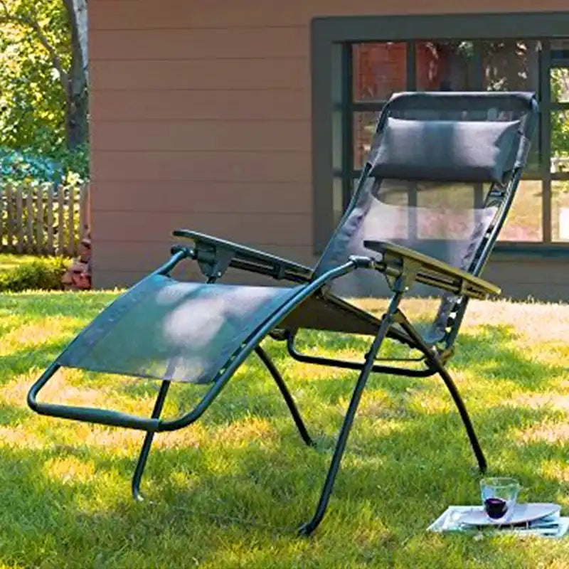 Chaise longue d'extérieur zéro gravité en acier de 76 cm avec assise en toile rembourrée - 75,9 x 90 x 125 cm