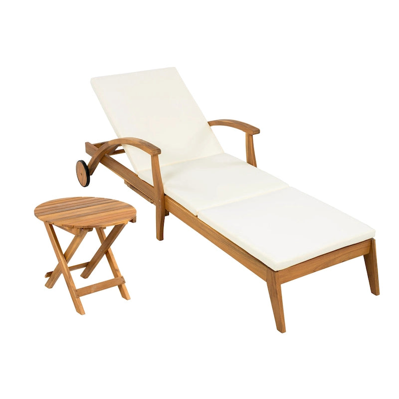 Christopher Knight Home - Azazel Chaise longue d'extérieur en bois d'acacia avec table d'appoint