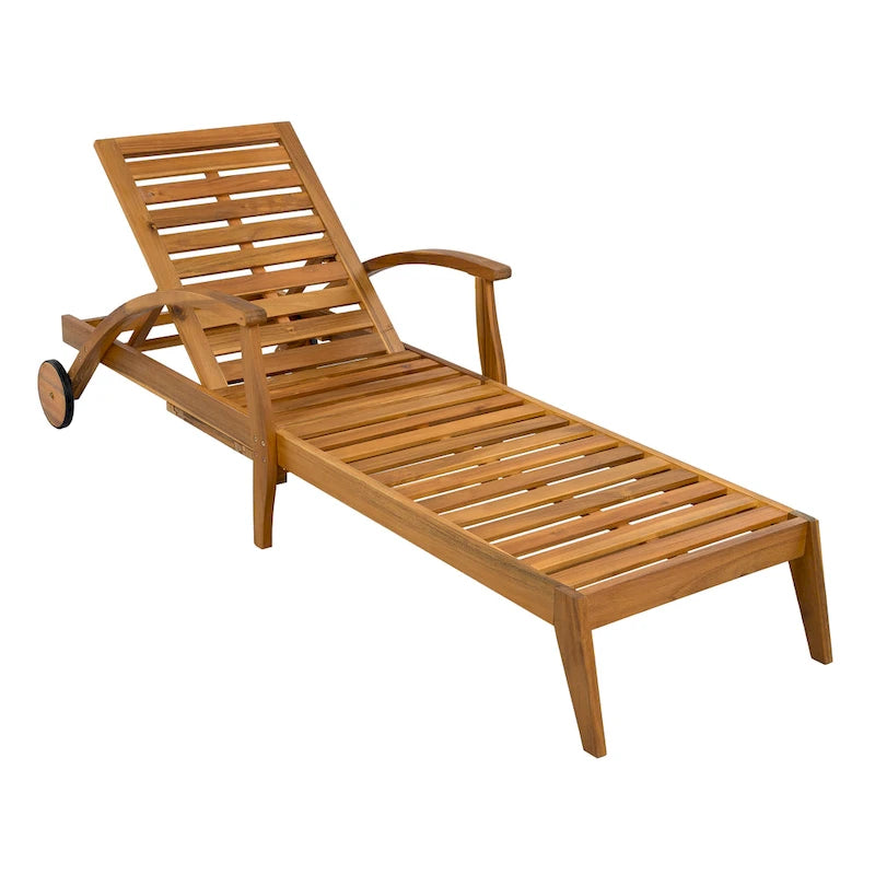 Christopher Knight Home - Azazel Chaise longue d'extérieur en bois d'acacia avec table d'appoint