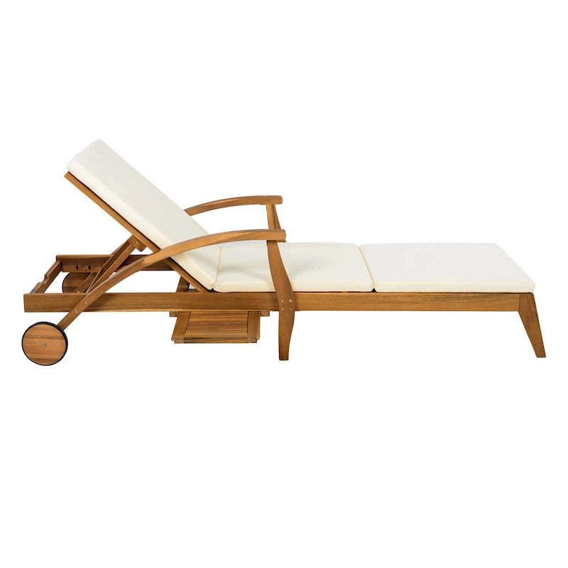 Christopher Knight Home - Azazel Chaise longue d'extérieur en bois d'acacia avec table d'appoint