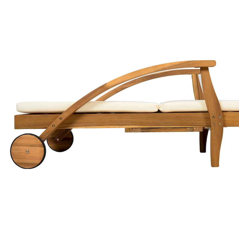Christopher Knight Home - Azazel Chaise longue d'extérieur en bois d'acacia avec table d'appoint