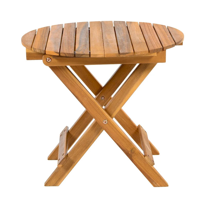 Christopher Knight Home - Azazel Chaise longue d'extérieur en bois d'acacia avec table d'appoint