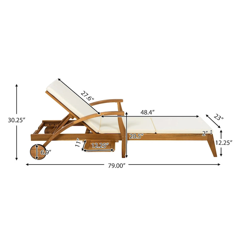 Christopher Knight Home - Azazel Chaise longue d'extérieur en bois d'acacia avec table d'appoint