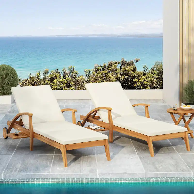Christopher Knight Home - Azazel Chaise longue d'extérieur en bois d'acacia avec table d'appoint