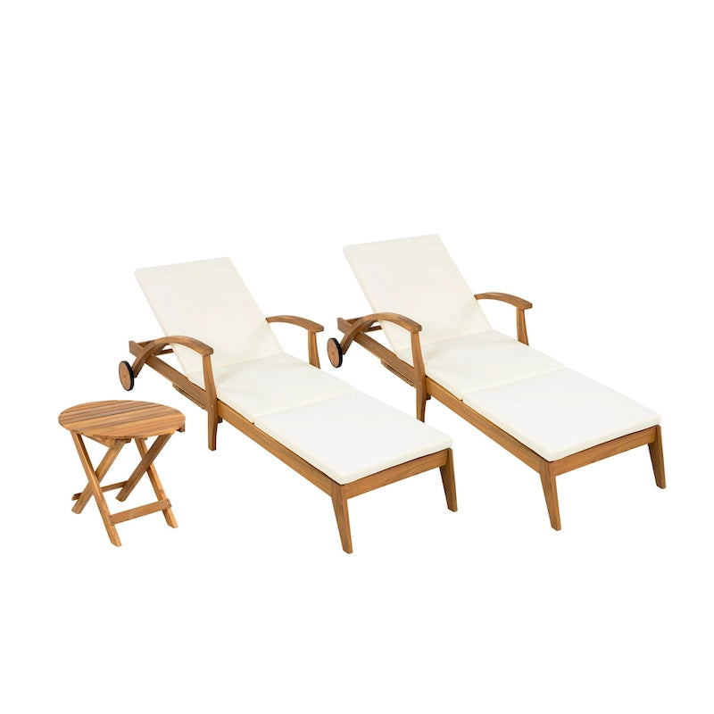 Christopher Knight Home - Azazel Chaise longue d'extérieur en bois d'acacia avec table d'appoint