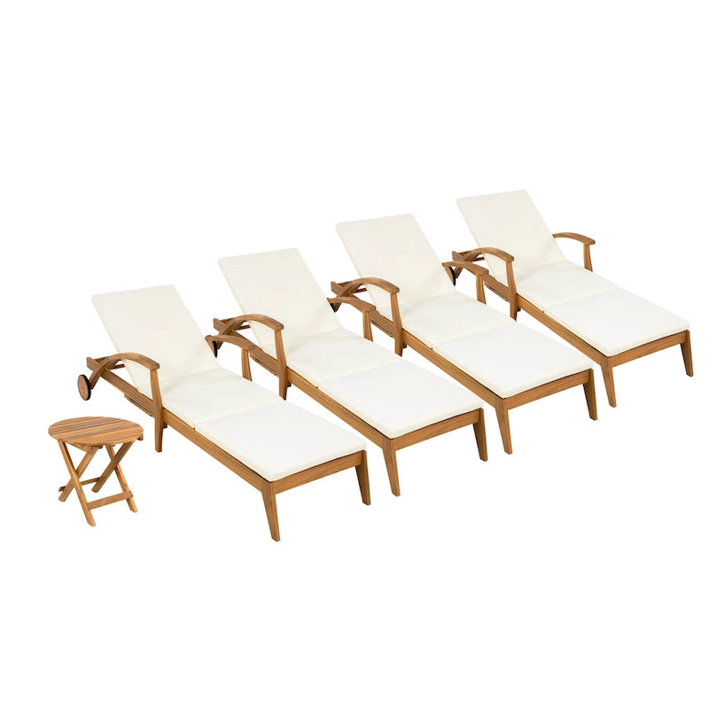 Christopher Knight Home - Azazel Chaise longue d'extérieur en bois d'acacia avec table d'appoint