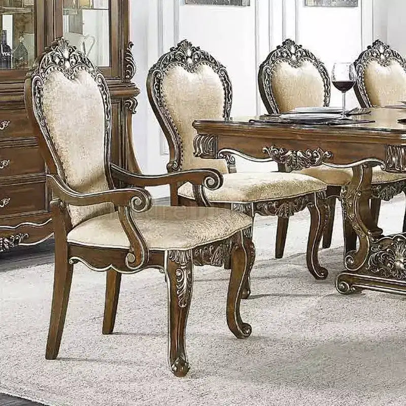 Chaise de salle à manger rembourrée 25" Marron antique