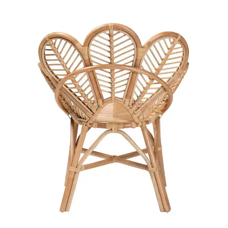 Fauteuil d'appoint en rotin naturel, accent floral, marron naturel