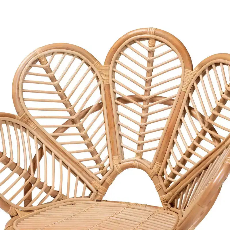 Fauteuil d'appoint en rotin naturel, accent floral, marron naturel