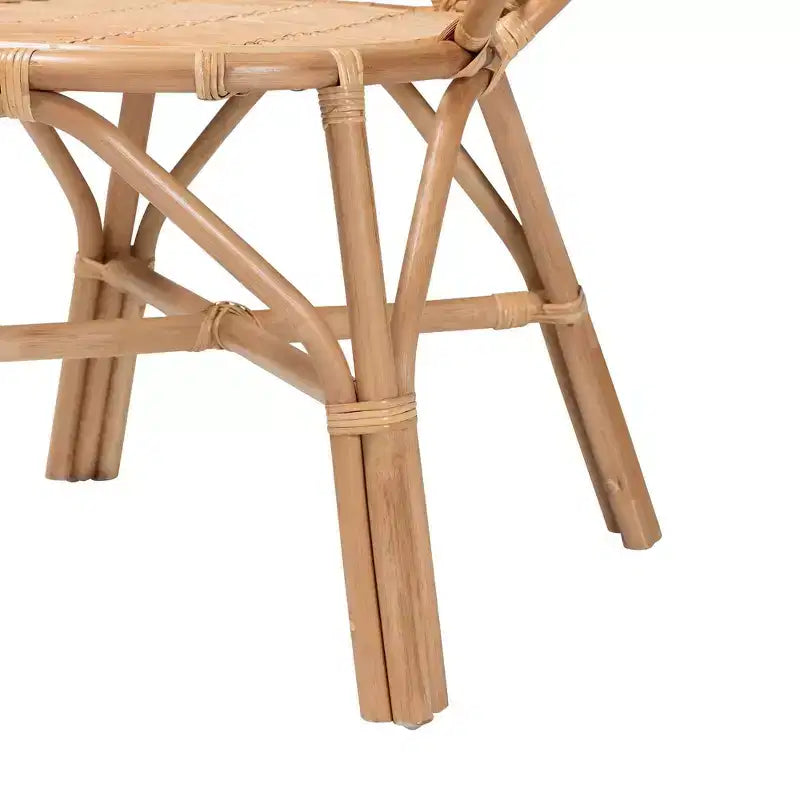 Fauteuil d'appoint en rotin naturel, accent floral, marron naturel