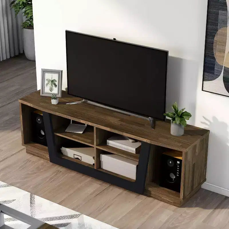 Meuble TV transitoire pour téléviseurs jusqu'à 7", hickory clair, gestion des câbles