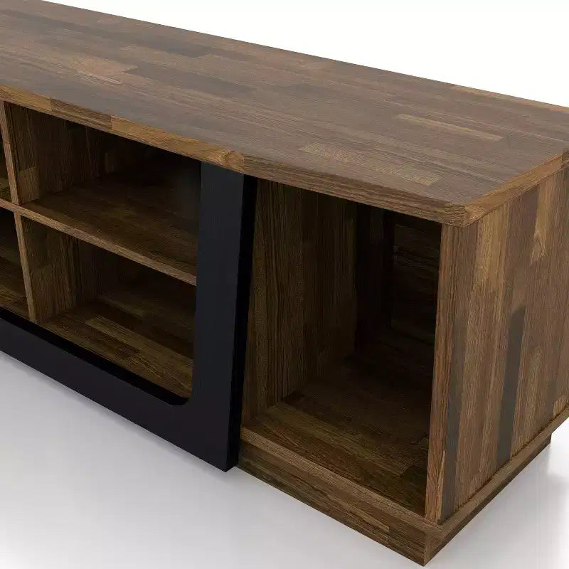 Meuble TV transitoire pour téléviseurs jusqu'à 7", hickory clair, gestion des câbles