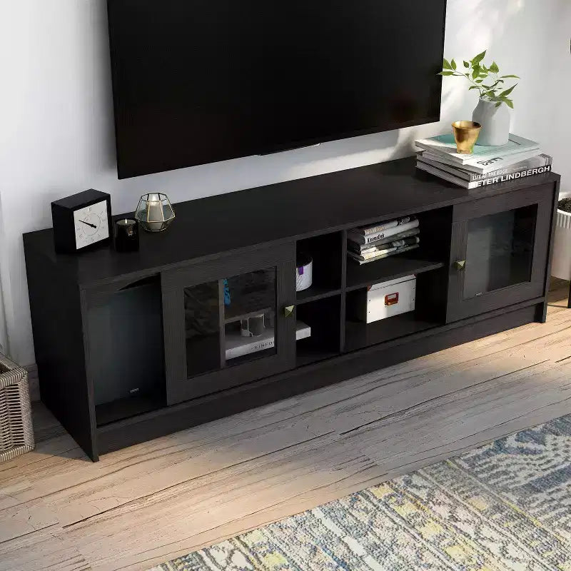 Meuble TV moderne pour téléviseurs jusqu'à 70", Espresso, Étagères ouvertes, Capacité de 150 lb