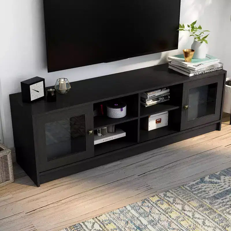 Meuble TV moderne pour téléviseurs jusqu'à 70", Espresso, Étagères ouvertes, Capacité de 150 lb