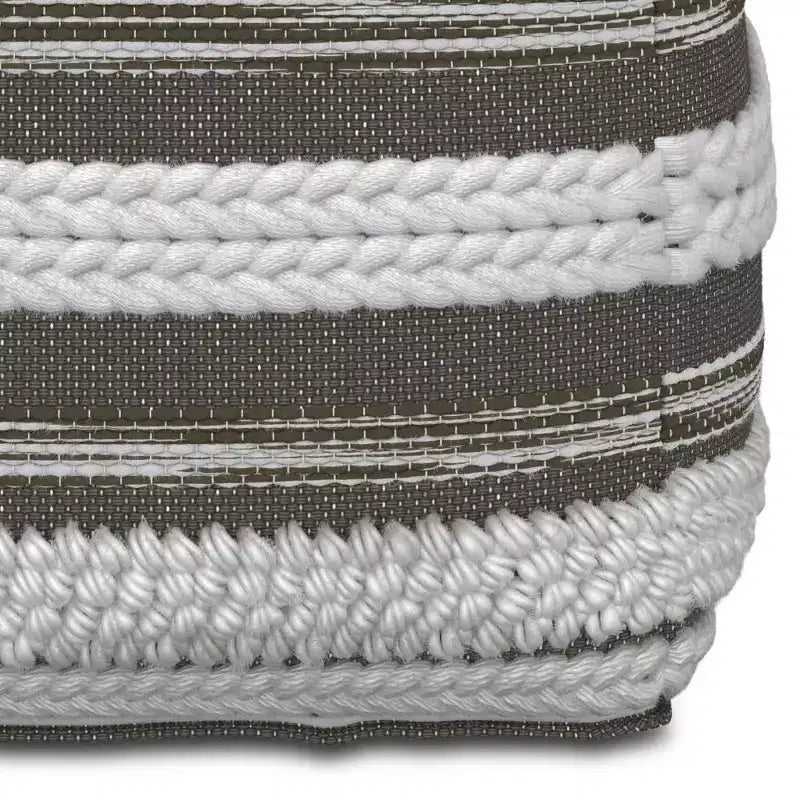 Pouf carré, gris naturel/taupe, coton tissé main