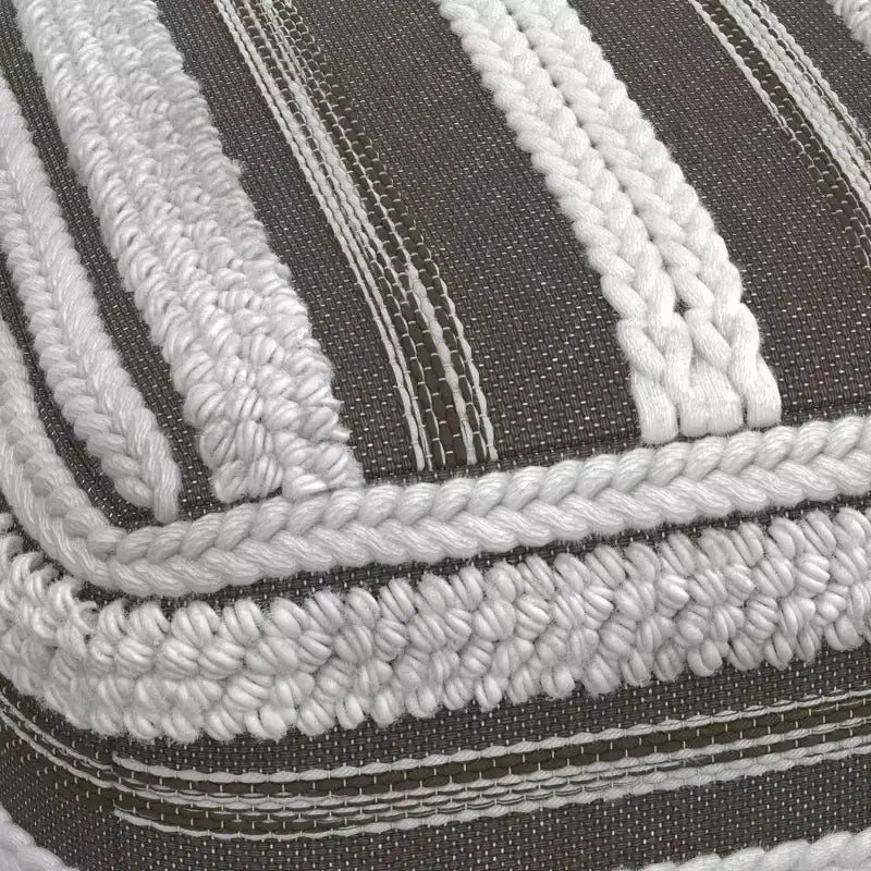 Pouf carré, gris naturel/taupe, coton tissé main