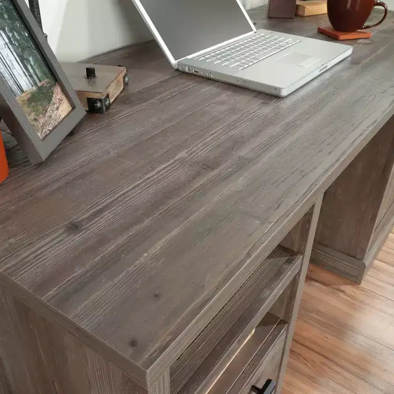 Bureau d'ordinateur à double piédestal avec tiroir classeur et rangement CPU dissimulé, Pin Galet