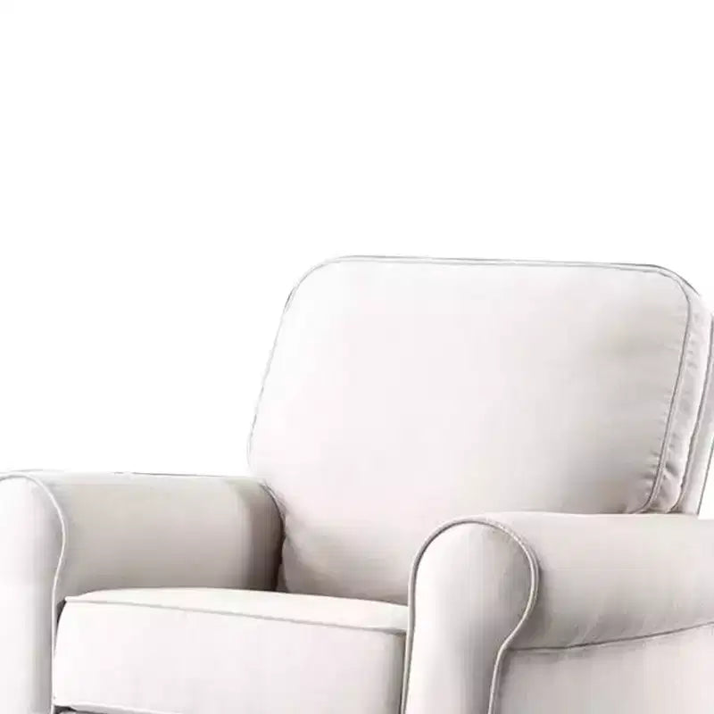 Fauteuil à bascule de 37 po, tissu lin beige, cadre en métal