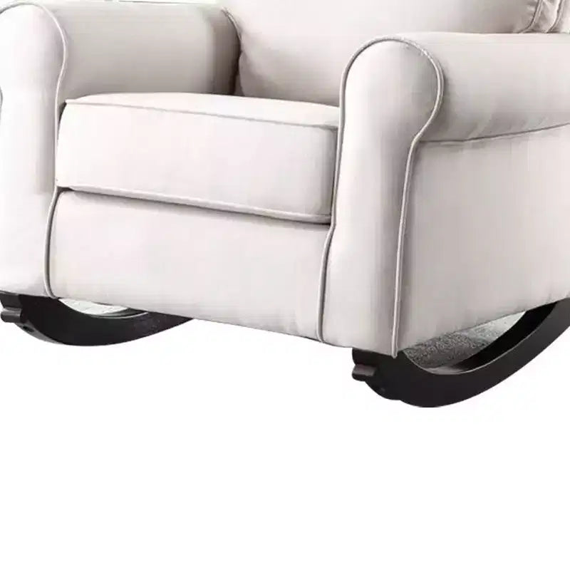 Fauteuil à bascule de 37 po, tissu lin beige, cadre en métal