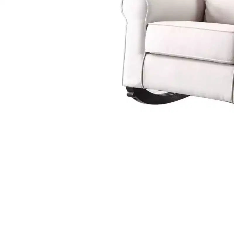 Fauteuil à bascule de 37 po, tissu lin beige, cadre en métal