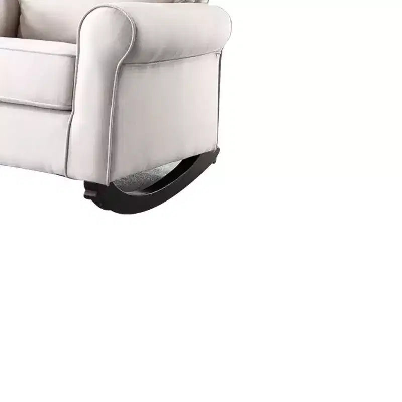 Fauteuil à bascule de 37 po, tissu lin beige, cadre en métal