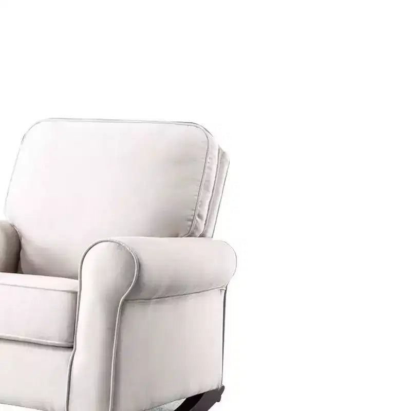 Fauteuil à bascule de 37 po, tissu lin beige, cadre en métal