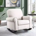 Fauteuil à bascule de 37 po, tissu lin beige, cadre en métal