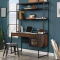 Bureau d'ordinateur à domicile avec huche, étagère et tiroir classeur, chêne baril
