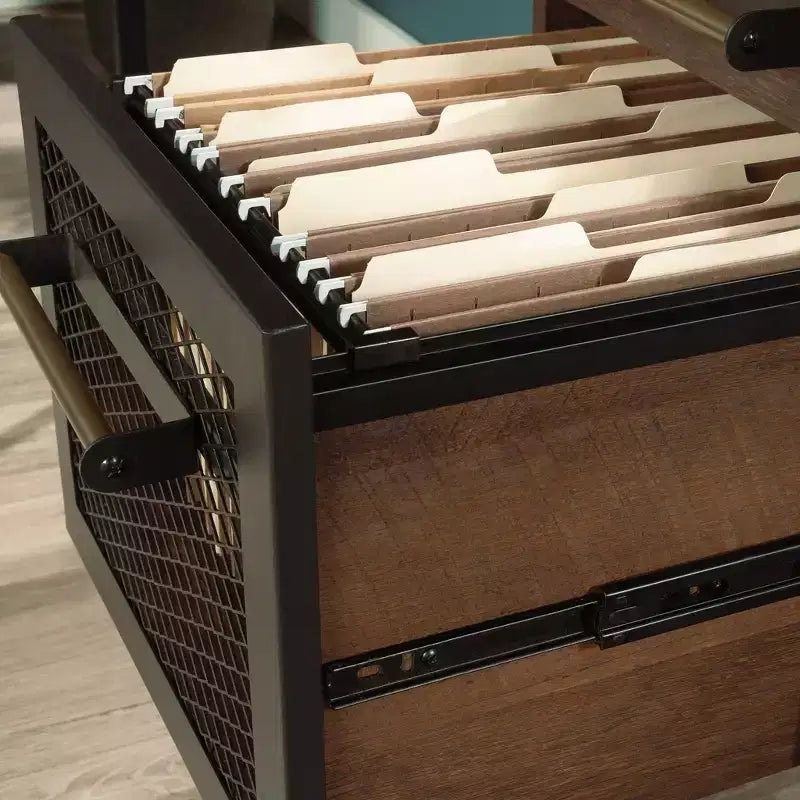 Bureau d'ordinateur à domicile avec huche, étagère et tiroir classeur, chêne baril