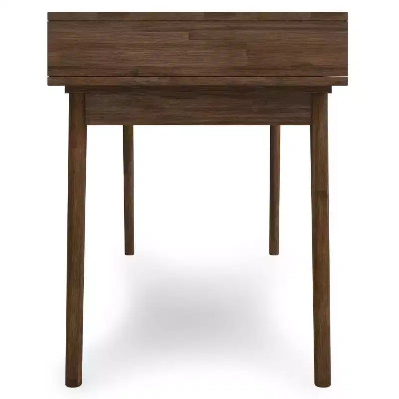Bureau en acacia massif, aspect rustique brun vieilli naturel, 3 tiroirs