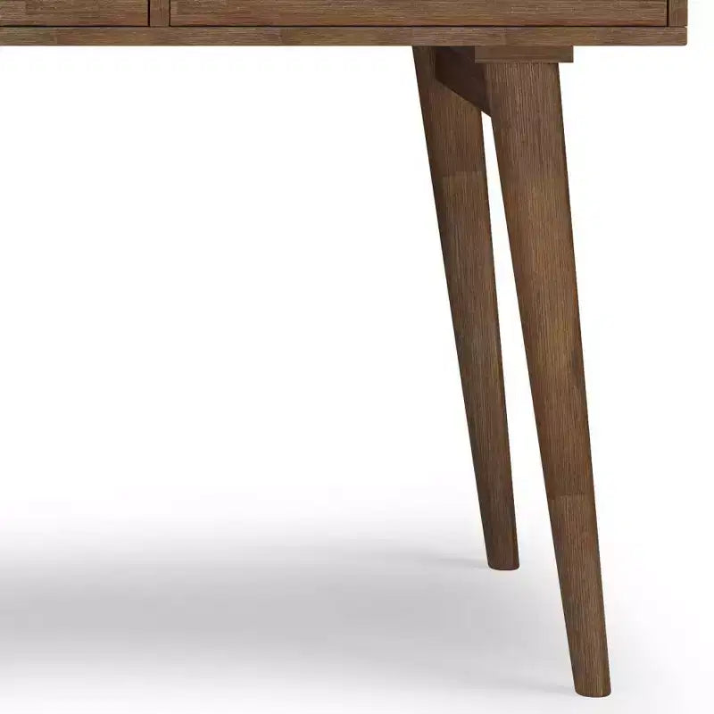 Bureau en acacia massif, aspect rustique brun vieilli naturel, 3 tiroirs