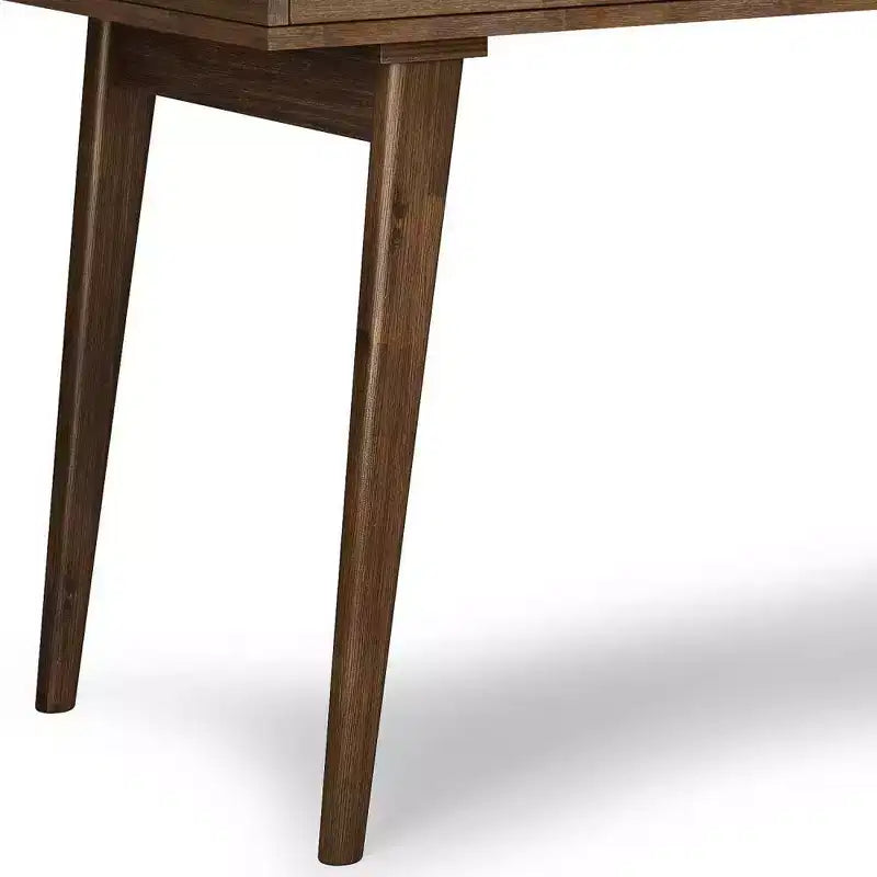 Bureau en acacia massif, aspect rustique brun vieilli naturel, 3 tiroirs