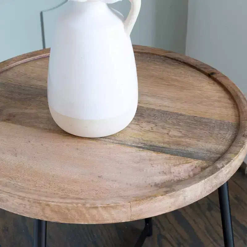 Table d'appoint en bois et métal, naturel