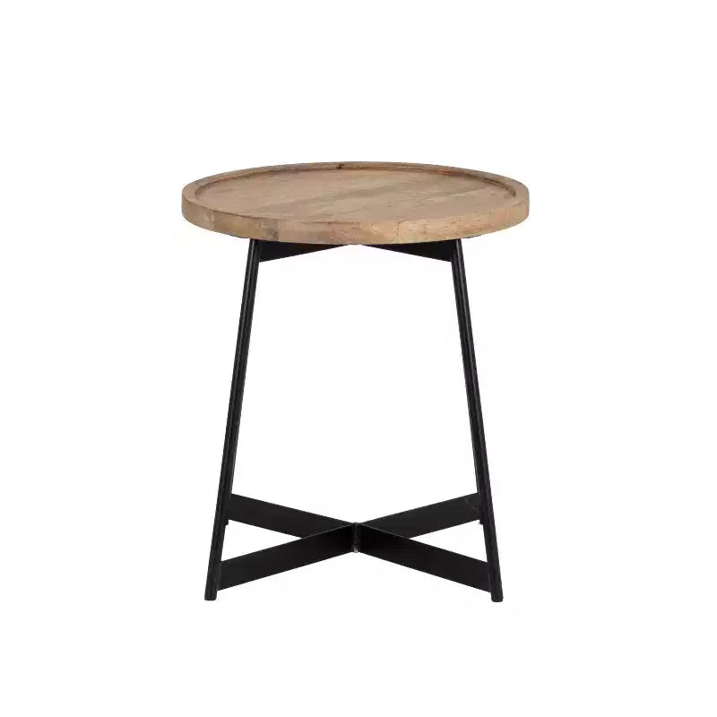 Table d'appoint en bois et métal, naturel