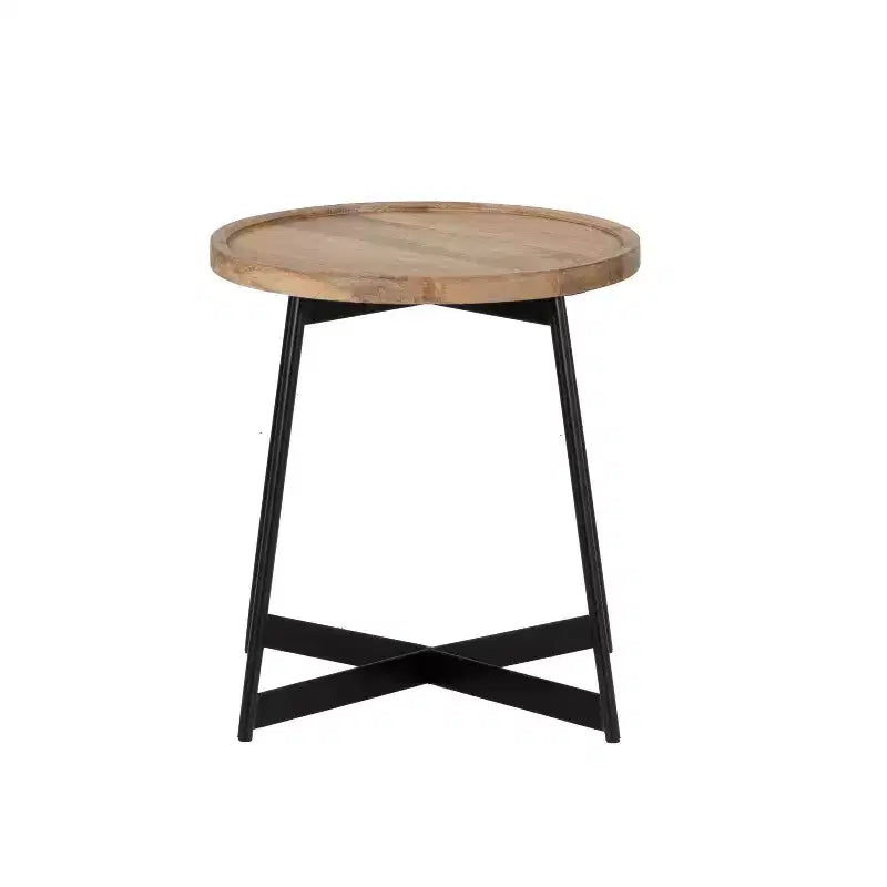 Table d'appoint en bois et métal, naturel