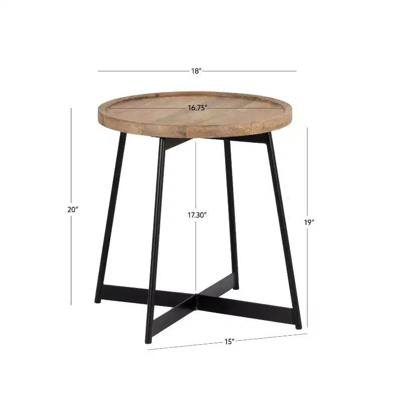 Table d'appoint en bois et métal, naturel