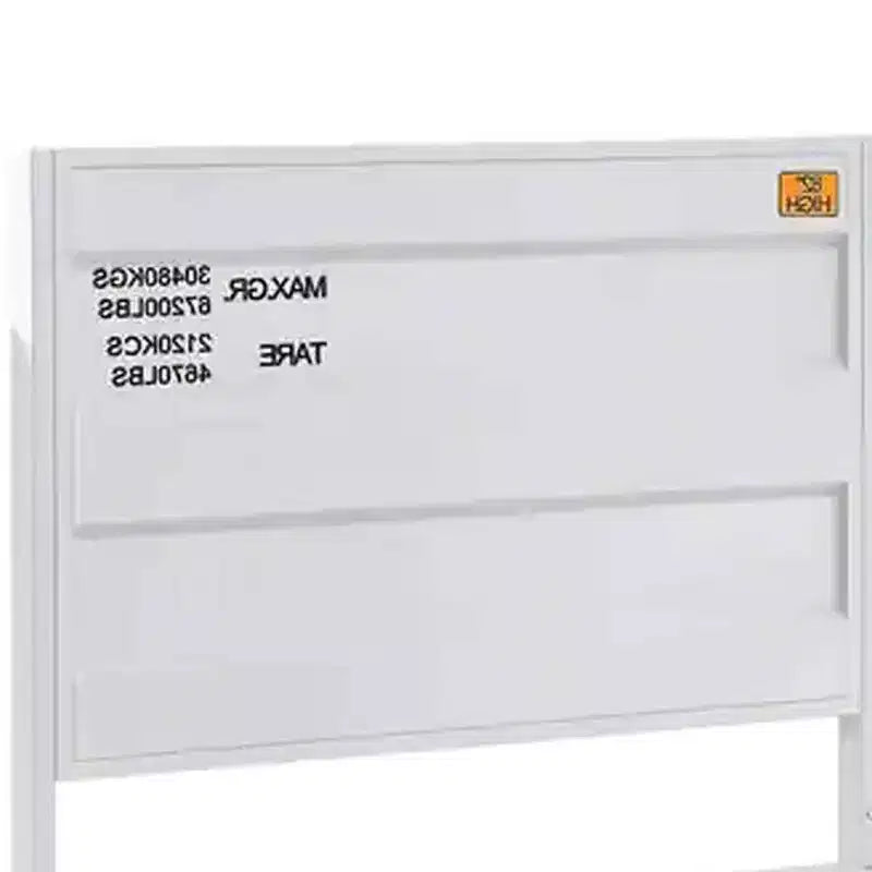 Lit double 79", blanc, cadre en métal contemporain, sommier tapissier non requis