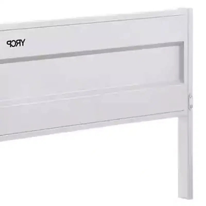 Lit double 79", blanc, cadre en métal contemporain, sommier tapissier non requis