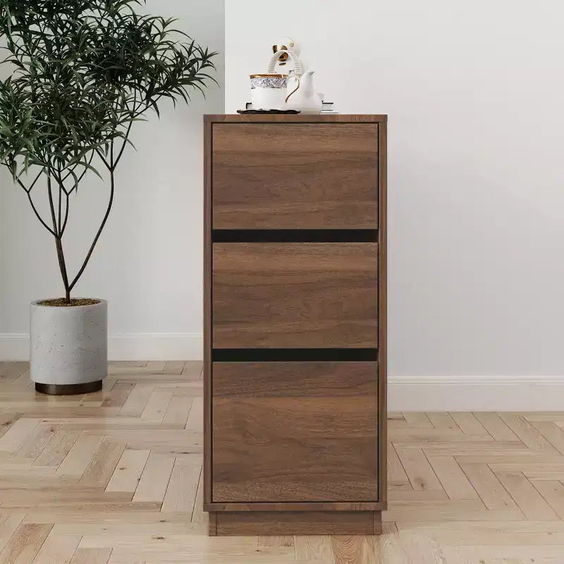 Buffet GDFStudio Hikaru moderne avec portes coulissantes en verre et tiroirs