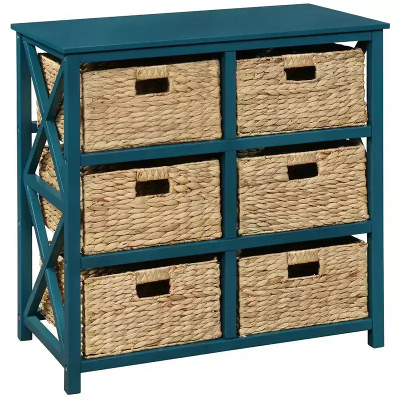 eHemco 3 tiroirs de rangement avec 6 paniers en jacinthe d'eau naturelle