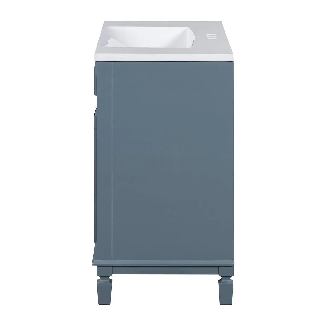 Meuble-lavabo de salle de bain moderne de 91 cm avec lavabo et armoire de toilette, 2 portes et 2 tiroirs