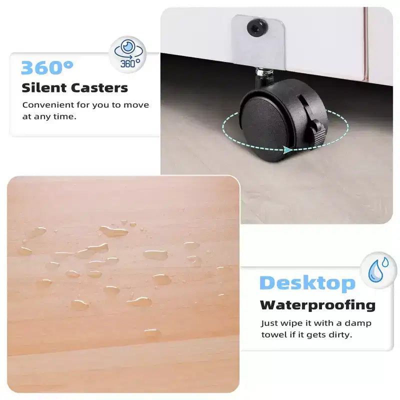 Meuble de cuisine EROMMY à double inclinaison avec 2 tiroirs, meuble poubelle avec rangement sur roulettes, blanc