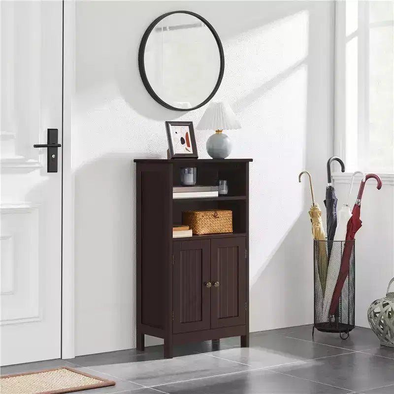 Meuble bas de salle de bain avec double porte et étagères réglables