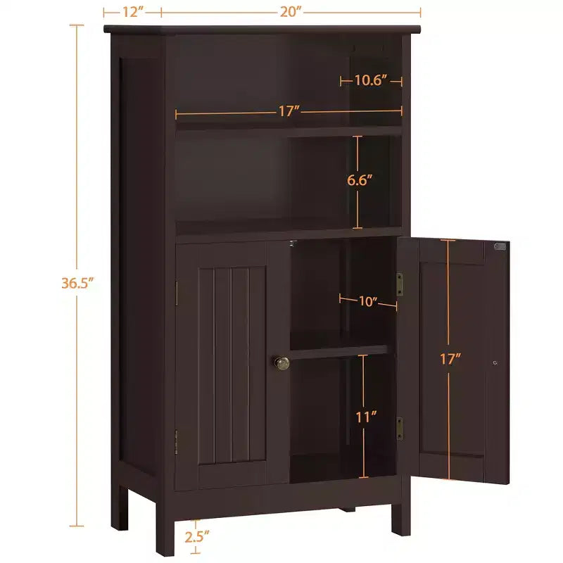 Meuble bas de salle de bain avec double porte et étagères réglables